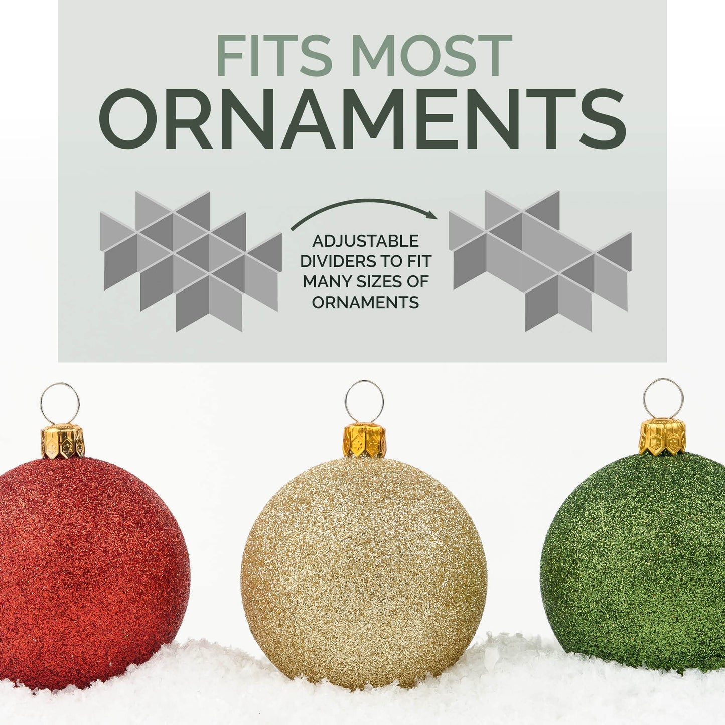 HOLDN’ STORAGE Christmas Ornament Storage Box with Dividers, Holds 72 Ornaments (3 Inch), Large Ball Storage Container with 3 Removable Trays, Durable and Portable - Red