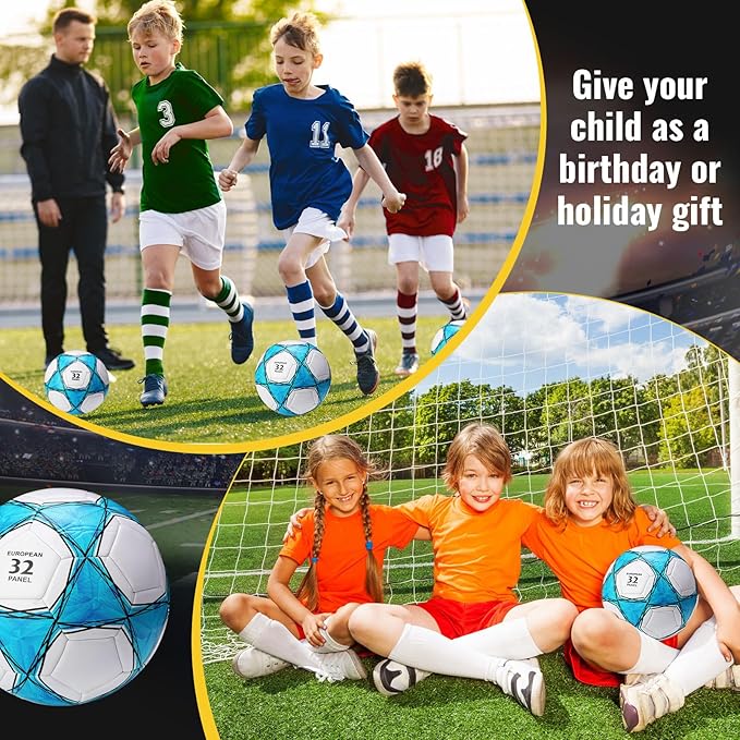 Jerify 4 Pcs Sport Balls Set Official Size Athletic Balls Include Soccer, Football, Basketball, Volleyball for Indoor Outdoor Game Youth Adult Operation Christmas Ball Gifts