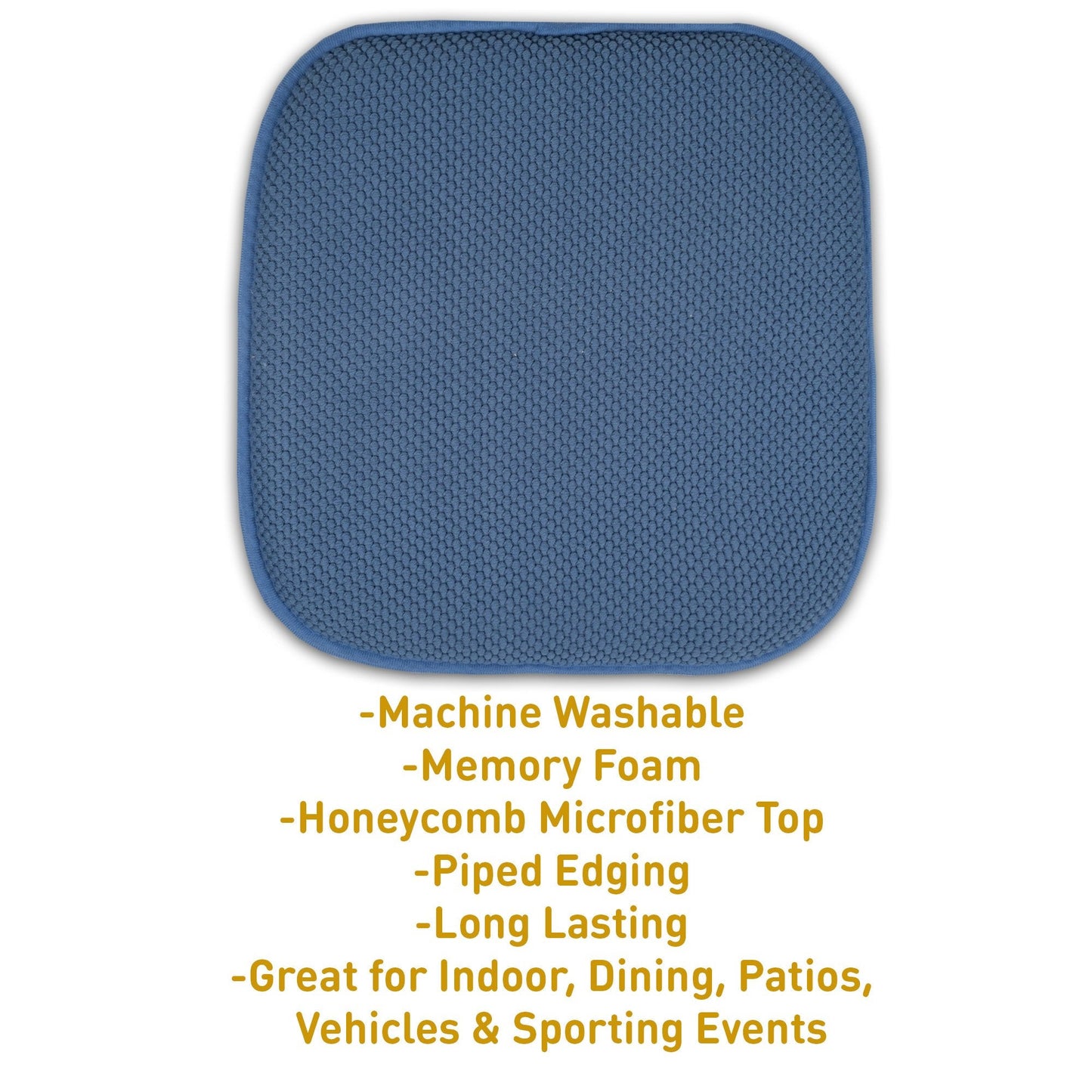 4 Pack Memory Foam Honeycomb Nonslip Back 16" x16" Chair/Seat Cushion Pad, Blue