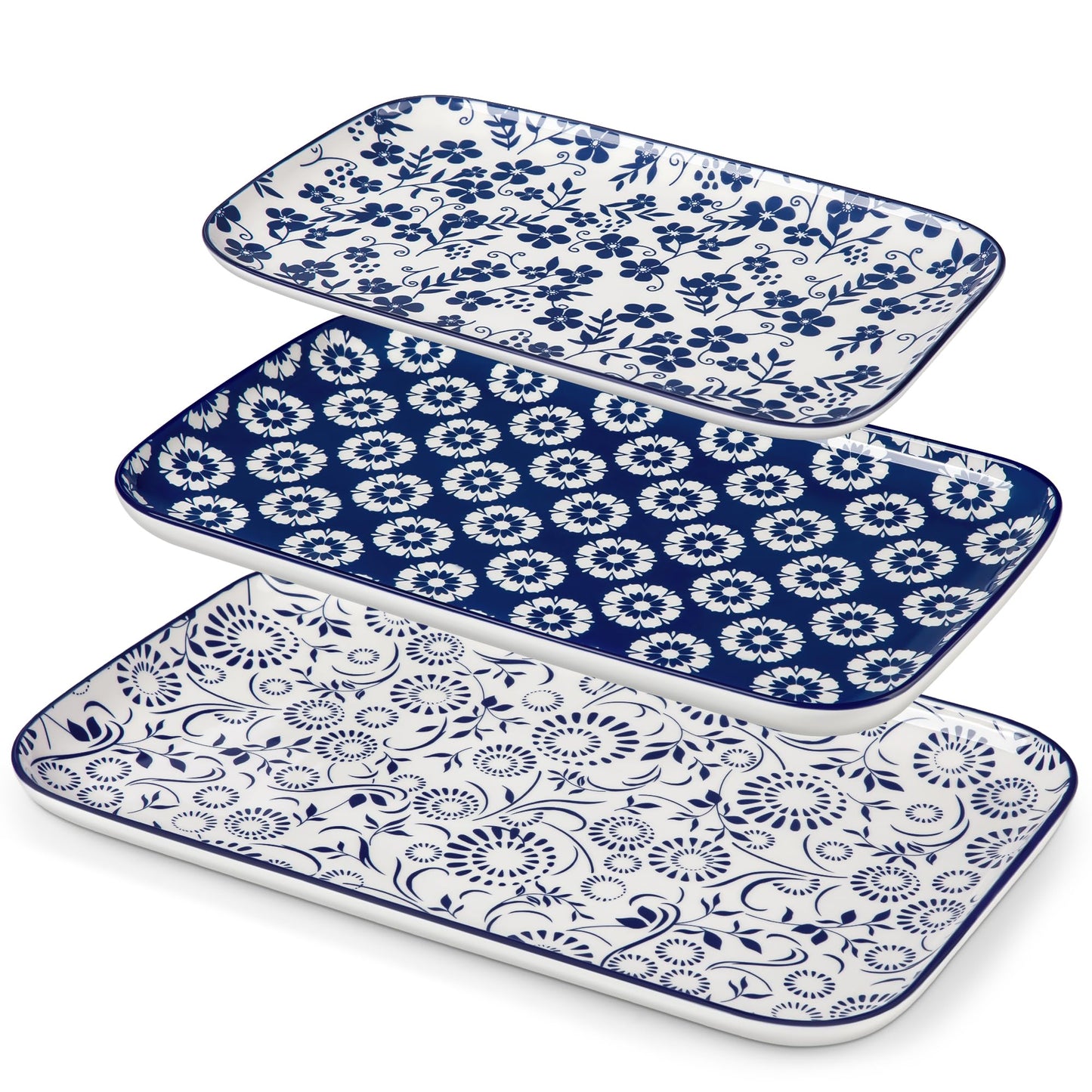 vancasso Porcelain Serving Platters Set of 3, Serving Trays for Party, Serving Dishes for Entertaining, Ceramic Trays for Serving Food, 16"/14"/12" Inch, Series SELENE