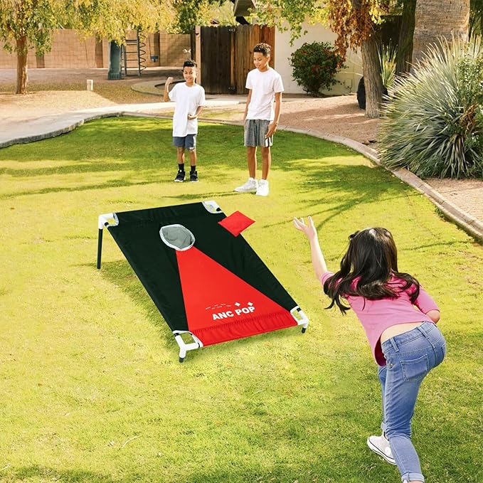 Portable Cornhole Game Set PVC Framed Corn Holes Outdoor Game Set 3 x 2 feet with 8 Bean Bags and Carrying Case