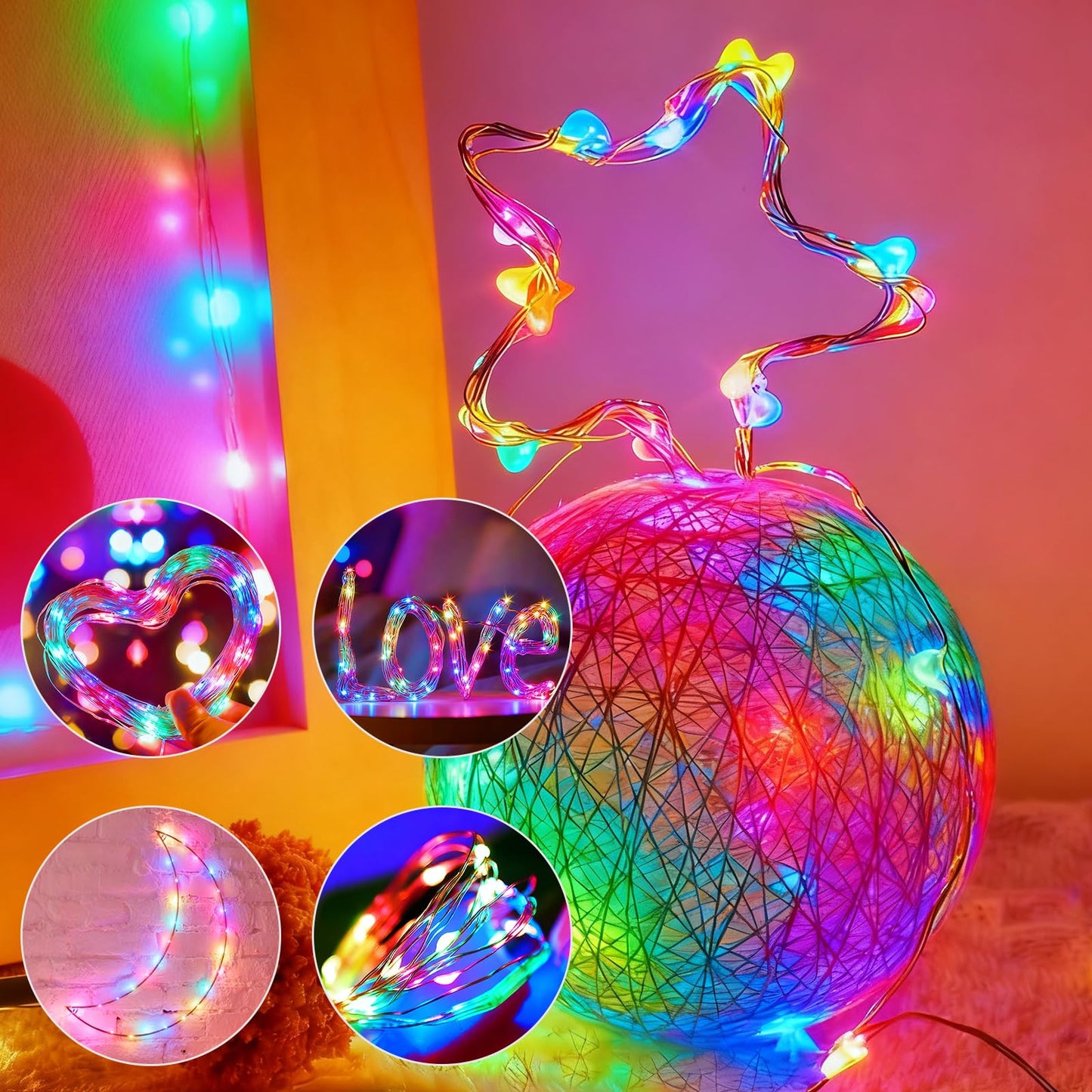 8 Pack Fairy Lights Battery Operated, 7ft 20 LED 3 Modes Speed Twinkle Mini String Lights Waterproof Silver Wire Firefly Starry Lights for Mason Jars Wedding Party Christmas Easter Decorations