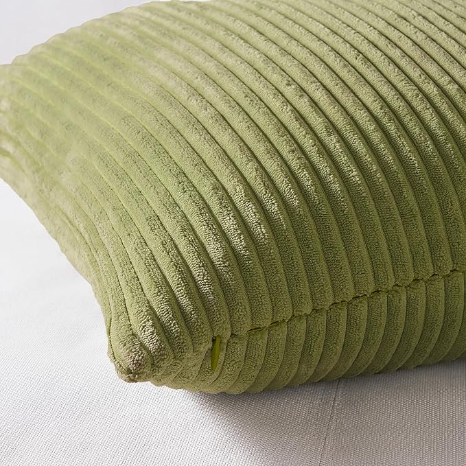 Topfinel Summer Throw Pillows Covers 16x16 Inch Set of 4,Yellow Sage Green Colorful Decorative Vanilla Girl Room Decor Cushion Cases,Couch Sofa Living Room Striped Corduroy Modern Home Decor