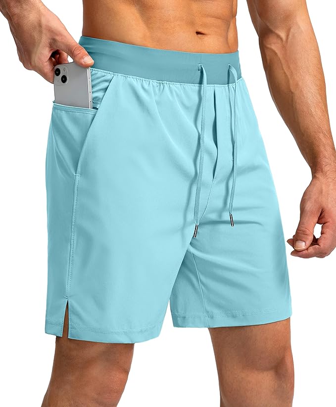 Men's Running Shorts with Zipper Pockets 9 Inch/ 7 Inch / 5 Inch Lightweight Quick Dry Gym Workout Athletic Shorts for Men(7 inch)