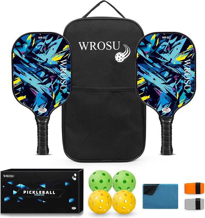 Carbon Fiber Pickleball Paddles Set of 4 or 2 Rackets,USAPA Approved Carbon Fiber Surface Pickle Ball Equipment Sets PP Honeycomb Core Pickleball Rackets & Accessories for Men,Women,Kids,Adults