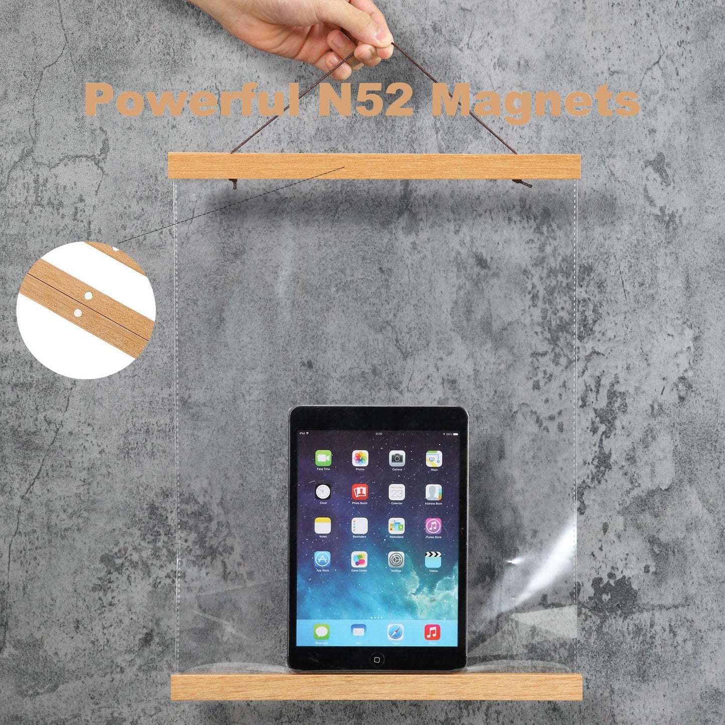 FALAMON 2 Pack Magnetic Poster Hanger Frame, 8x10 8x12 8x18 Teak Wood Magnet Poster Frame for Hanging Posters, Prints, Photos, Pictures, Maps, Scrolls, and Canvas Artwork