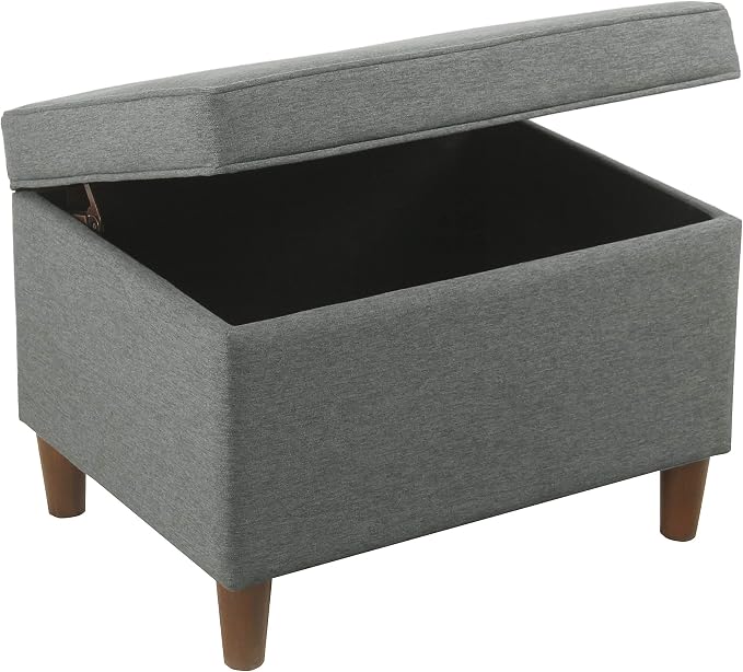 Spatial Order Home Decor | Dinah Collection Modern Storage Ottoman | Ottoman with Storage for Living Room & Bedroom (Cool Light Gray)