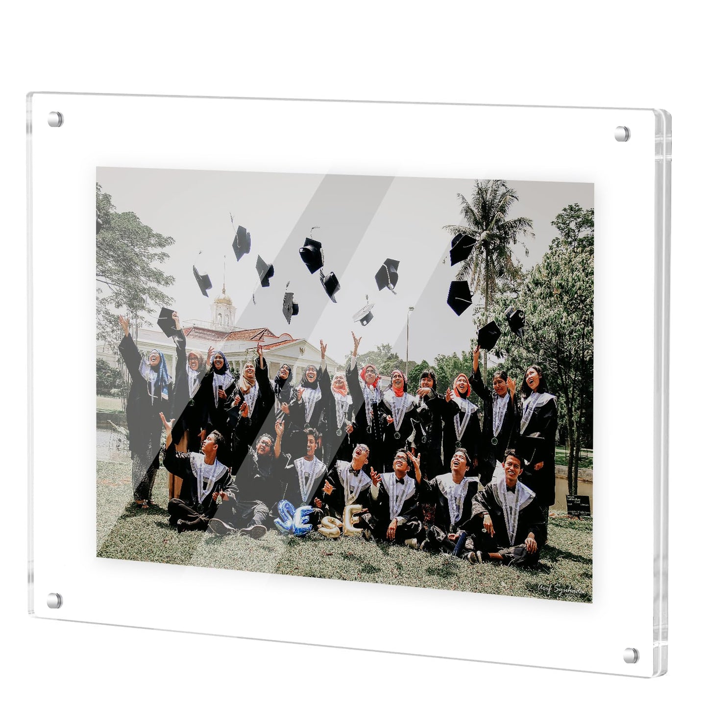 JUOIFIP 12x16 Acrylic Picture Frame, No Drill Wall Mounted Frameless Photo Frames, Self Adhesive Clear Magnetic Frames for Poster Artworks Diploma Certificate