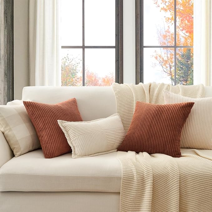 Topfinel Decorative Terracotta Throw Pillow Covers Cushion Cases, Set of 4 Soft Velvet Modern Double-Sided Designs, Rustic Fall Home Decor, Pillow Inserts Not Included 26x26 inch