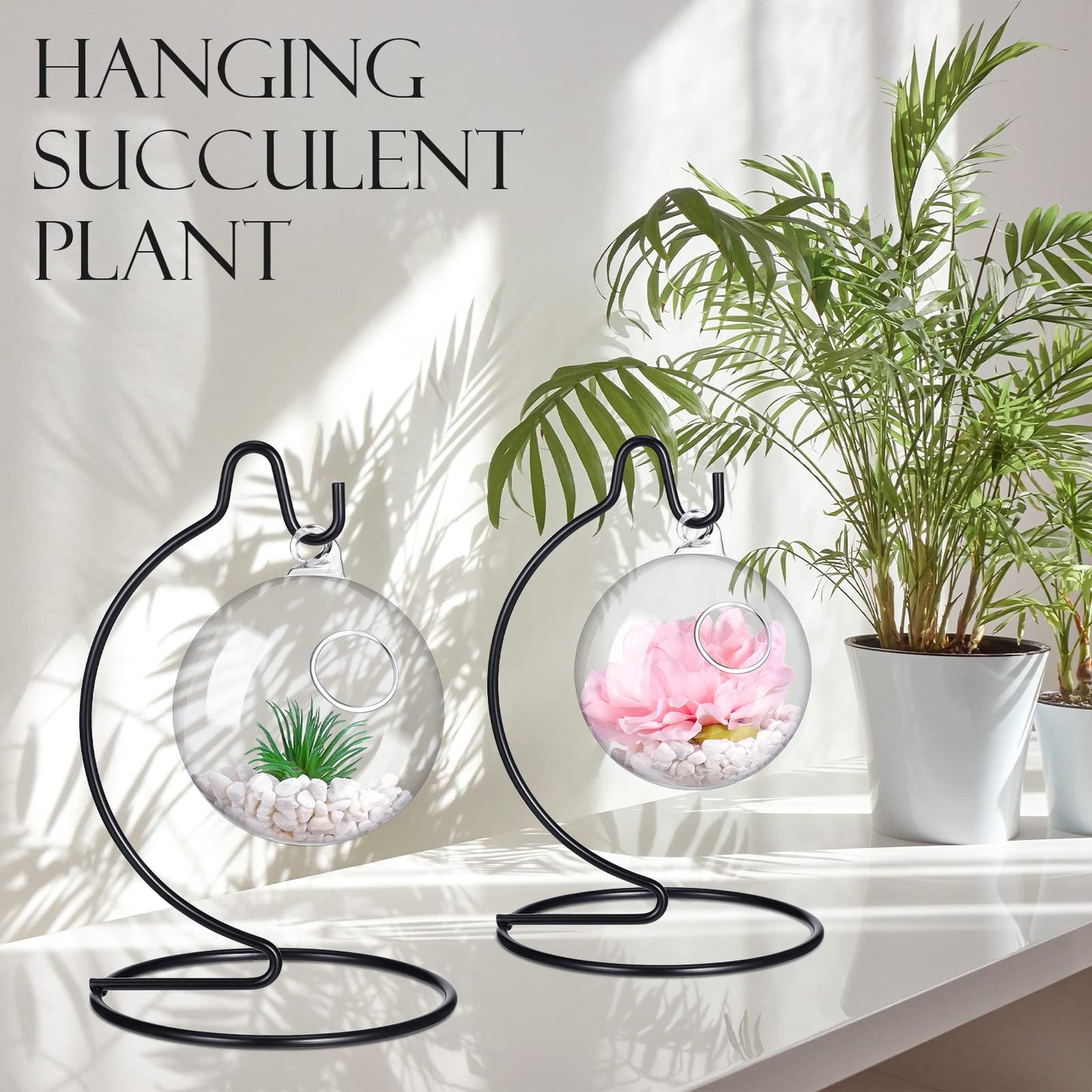 Tatuo 20 Pcs Ornament Display Stand Christmas Holder Hanger Stands Glass Ball Ornament Holder Metal Iron Hanging Hanger for Display Terrarium Air Plant Home Party Decoration