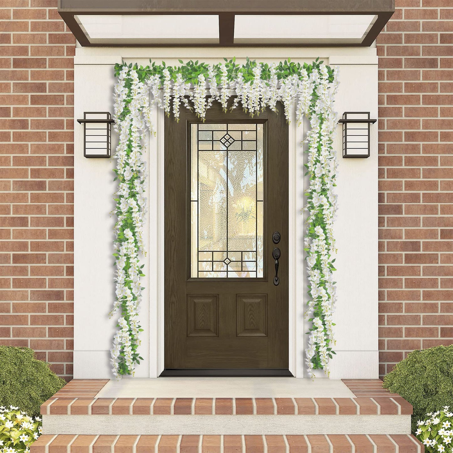 U'Artlines 5Pcs 7.2 Ft/Piece Artificial Wisteria Garland Silk Fake White Wisteria Flowers Hanging Greenery Vines Garlands Rattan for Home Garden Wedding Arch Party Indoor Outdoor Decor