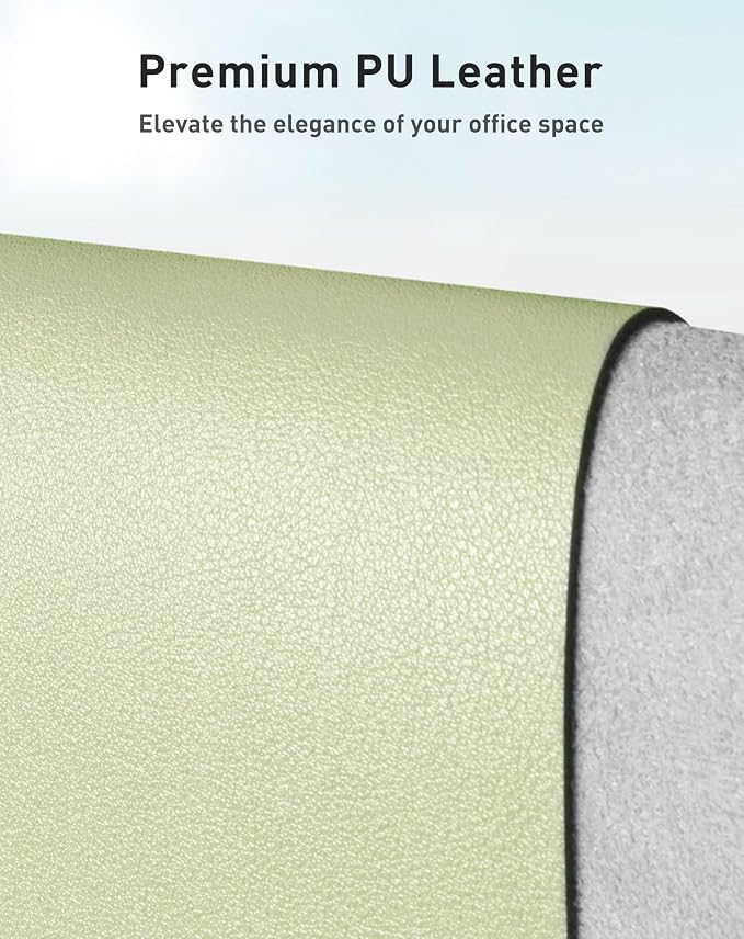 Aothia Faux Leather Desk Mat - Large Mouse Pad, Non-Slip PU Leather Blotter, Waterproof Writing Surface for Office and Home (Grass Green, 40" x 24")
