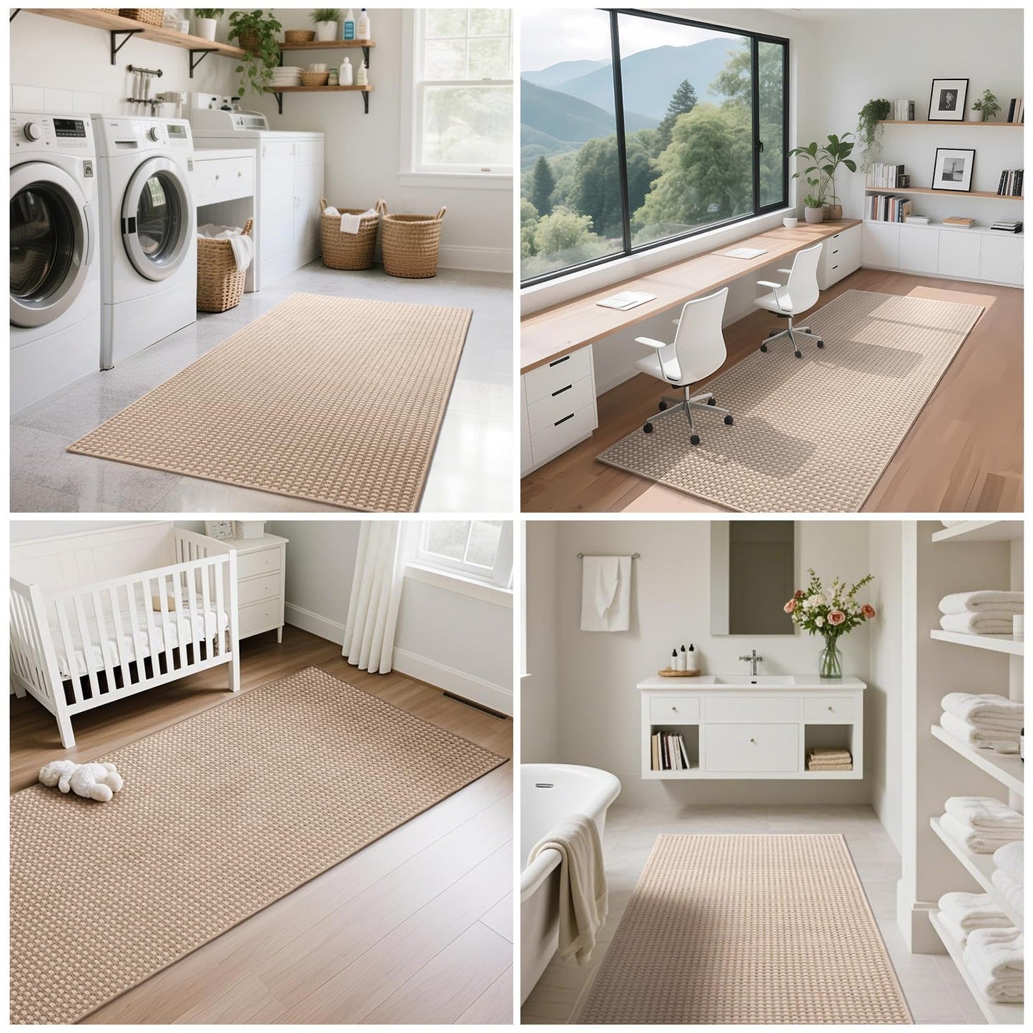 YDKGL 3x5 ft Area Rug Entryway Runner Rug Non Slip Washable, Boho Woven Kitchen Runner Rugs Door Mat Entry Rugs Carpet for Indoor Foyer Backdoor Hallway Floor Bedroom Living Room, Easy Clean, Brown