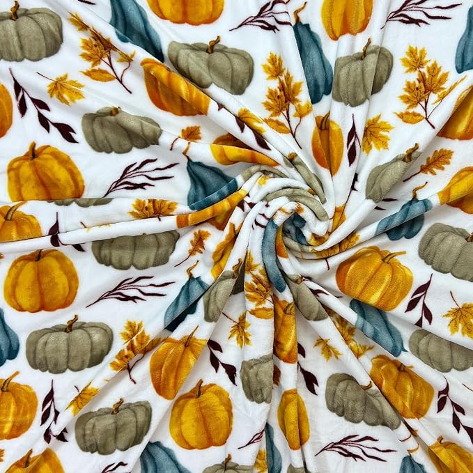Serafina Home Autumn Fall Fleece Throw Blanket: Thanksgiving Soft Velvety Blanket for Couch Bed Sofa, 70" x 50" (Pastel Pumpkins)