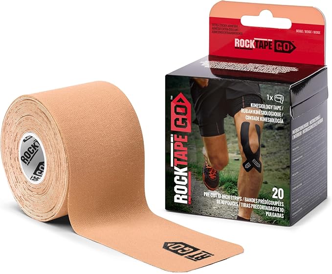 RockTape Go Extra-Sticky Adhesive Pre-Cut Kinesiology Tape (Beige)