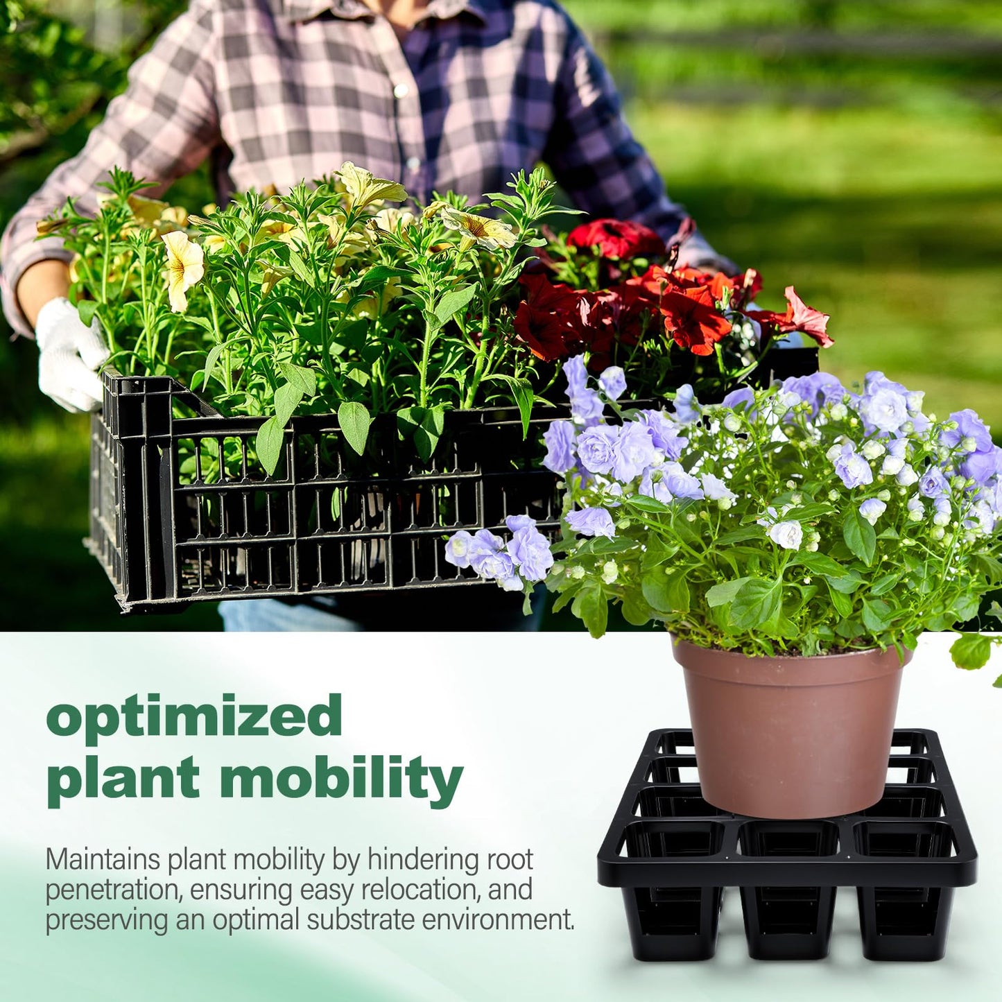 CroBlissful 7 Pcs Pot Holder Plant Stands 30 Gallons Large Capacity Outdoor Stands for Pots and Grow Bags Polypropylene Flowerpot for Improved Drainage and Aeration