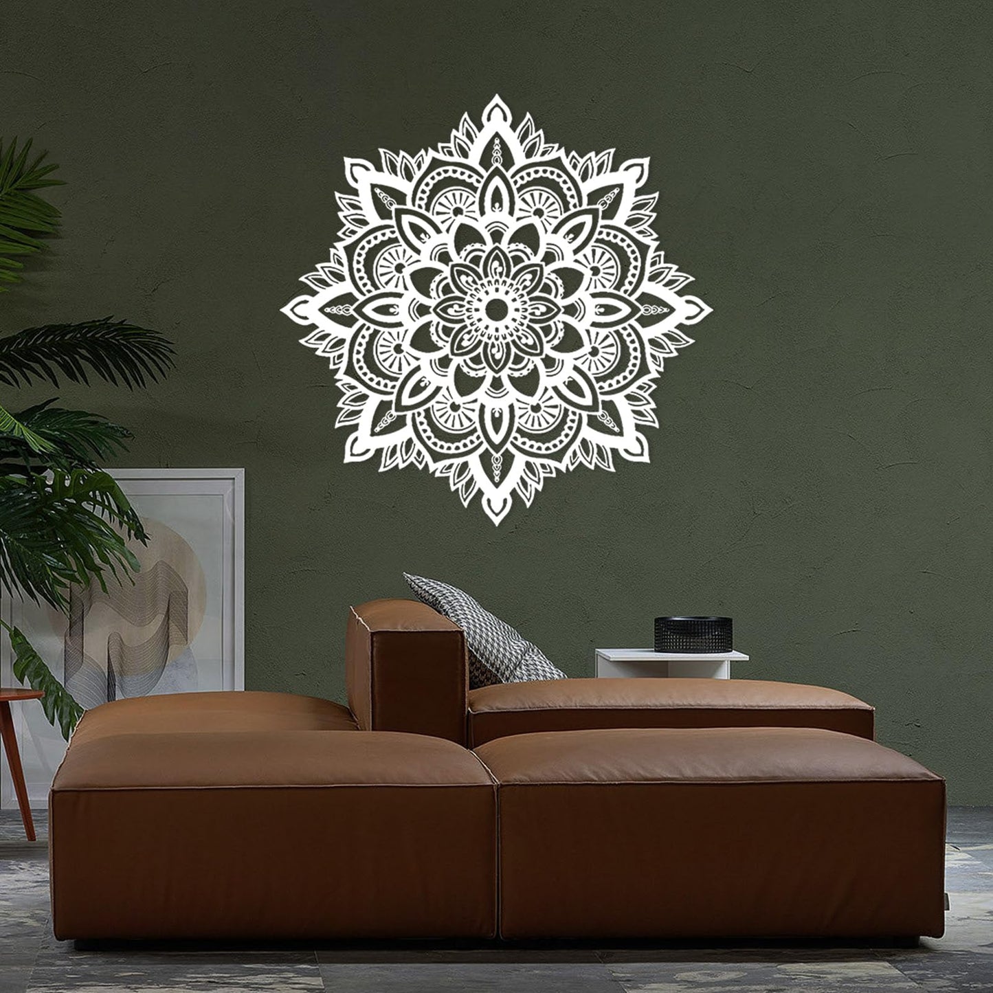 Mandala Metal Wall Art - Boho Wall Decor, Flower Metal Decorations for Bedroom, Unique Home Decor & Housewarming Gift (White, 24 x 24 inch / 60 x 60 cm)