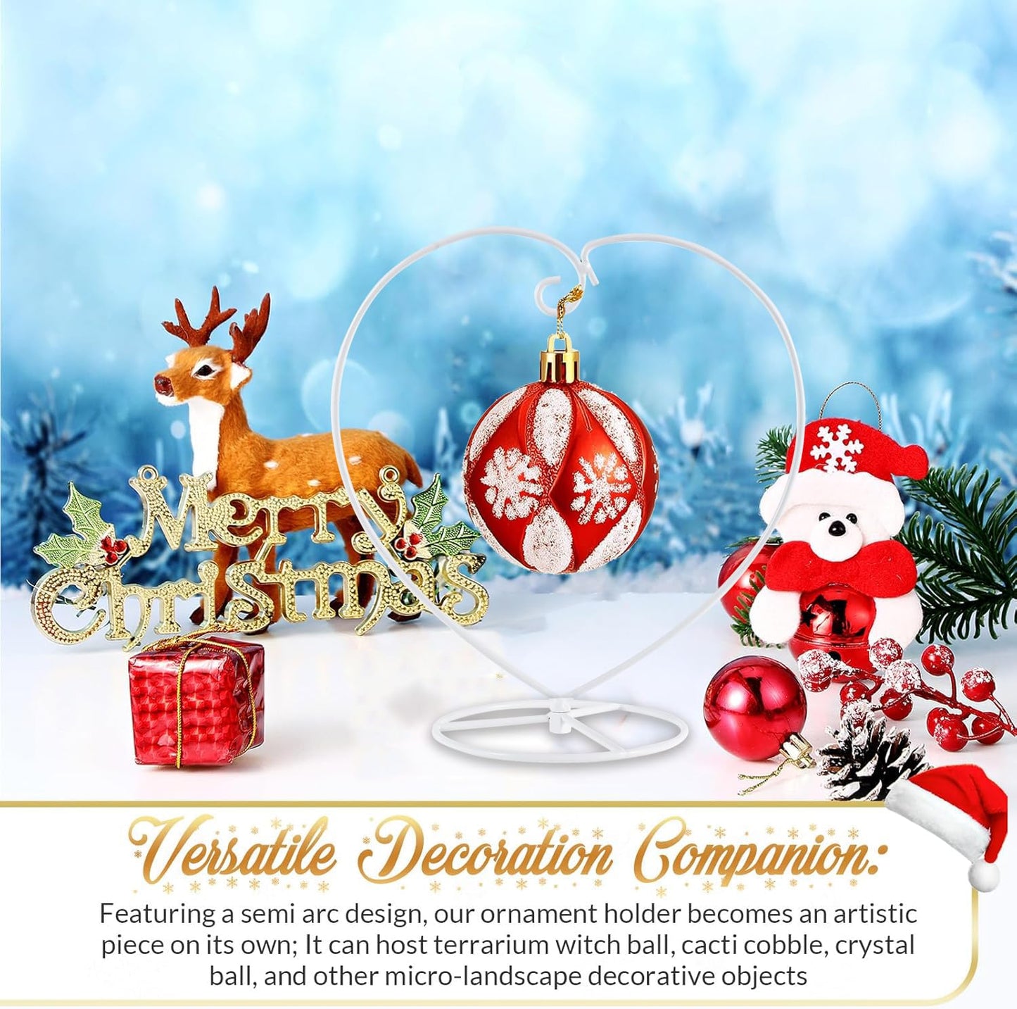Maibloln Ornament Display Stand Hanger Rack Hook Chrismas Ornament Party Decoration Holder Air Plant Flower Pot Hanging Terrarium Home Office Decoration(White-Love)