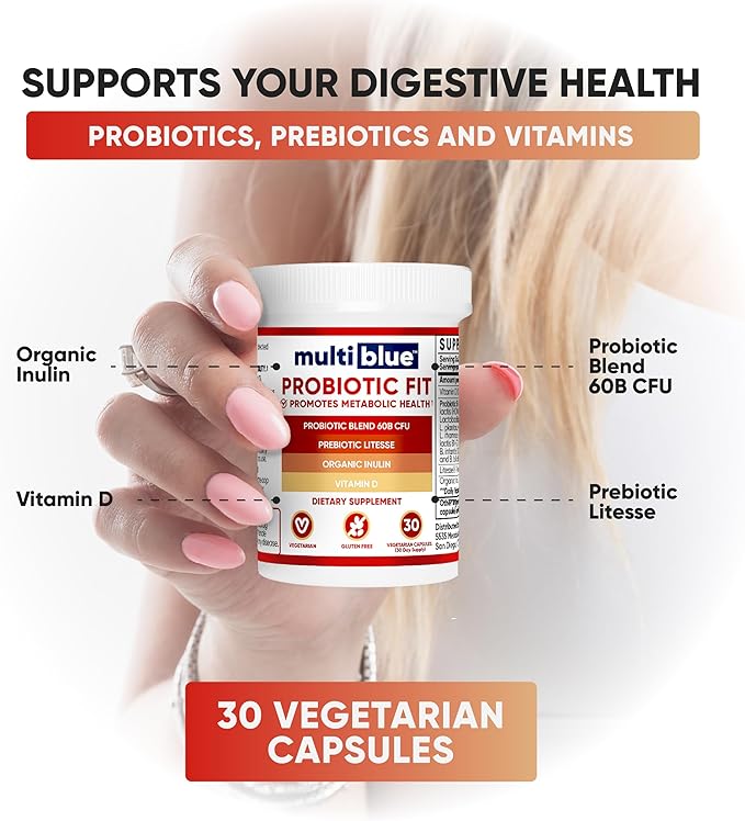Probiotic Fit for Men & Women, Bifidobacterium Lactis B-420, Digestive & Gut Health, 60 Billion CFU, Prebiotic + Vitamin D3, 30 Cnt