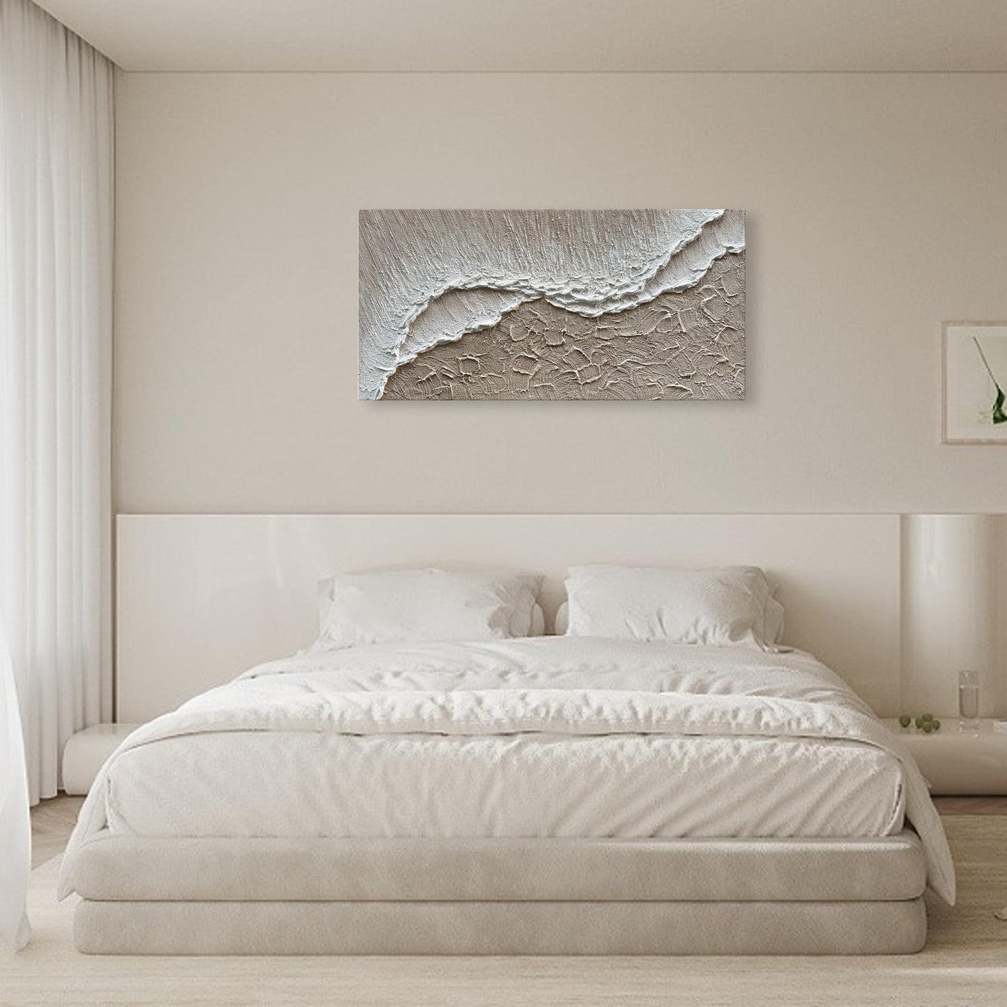 NANKAI Art 24x48 inch Hand painted beach Ocean Wave Landscape Oil painting Modern Abstract Canvas art Mural family wall Decoration art