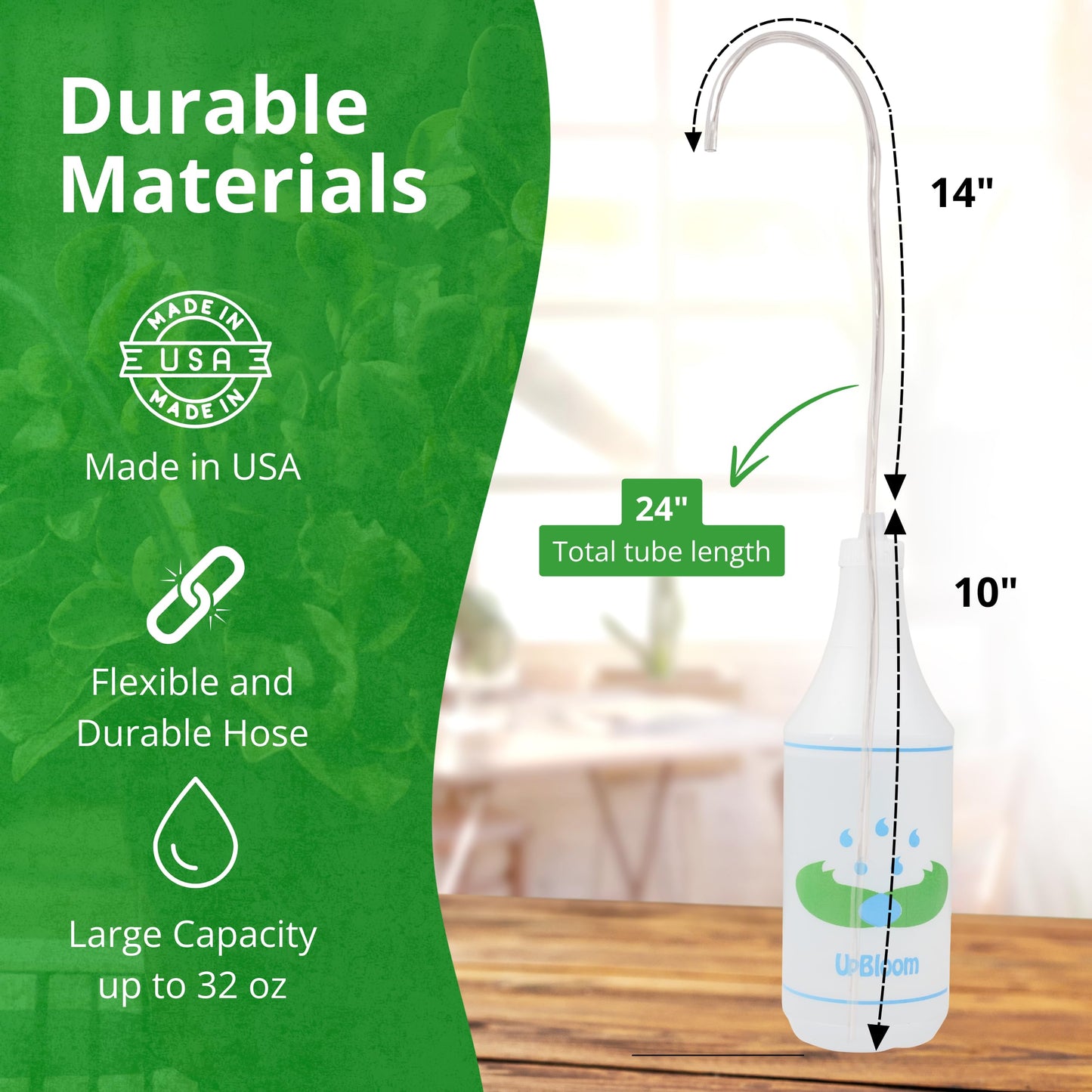 UpBloom - 32 Oz Squeeze Bottle for Hanging Plants, Squirt Bottle/Water Container for Outdoor/Indoor Hanging Plant Made in The USA (Great Alternative for Outdoor/Indoor Watering Can)