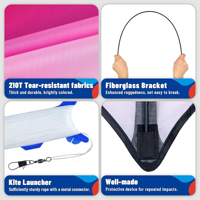 Delta Kite Three Set for Kids and Adults,Easy to Fly Adult Kites,Perfect Family Kite for Parks and Beach, Delta Kites for Fun Outdoor Activities