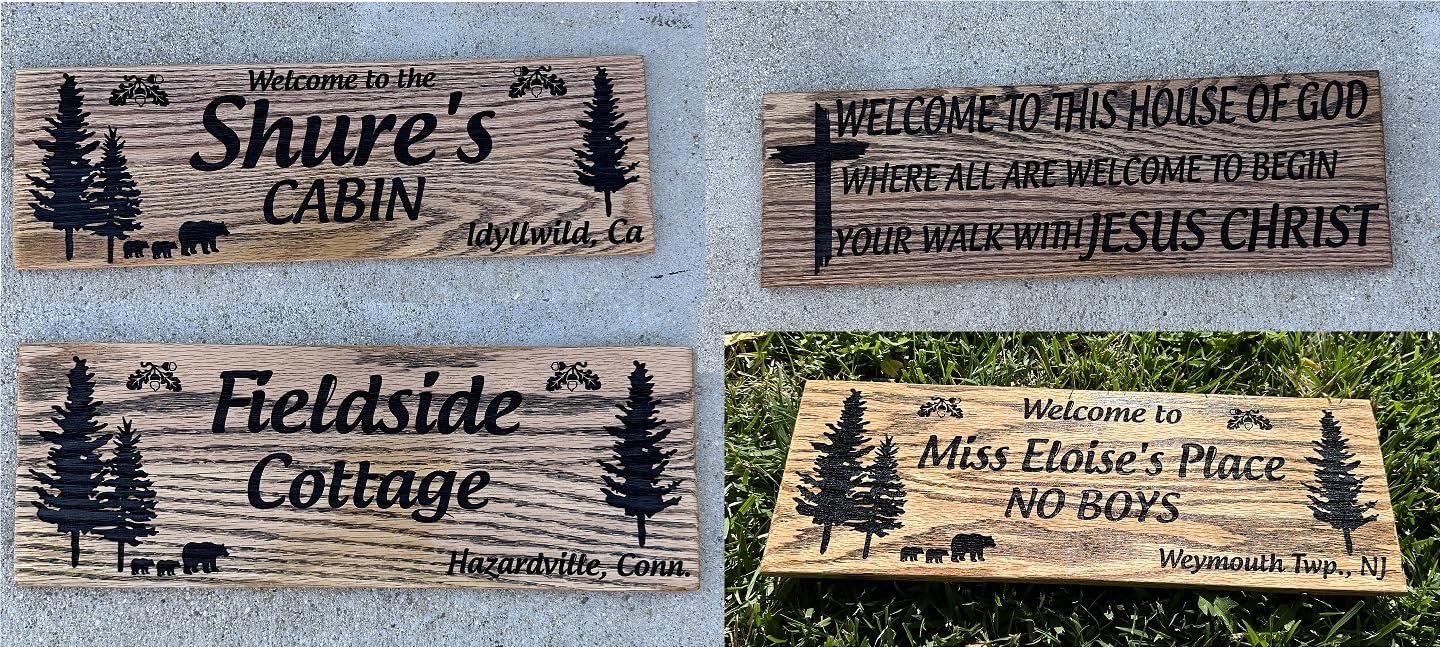 Custom Sign Engraved Solid Wood Oak Sign Perfect for Outdoors or Indoors | Enhancing Any Space With Custom Name Sign | Make's A Great Family Sign Home Signs For Home Decor | Wood Sign (Cabin)