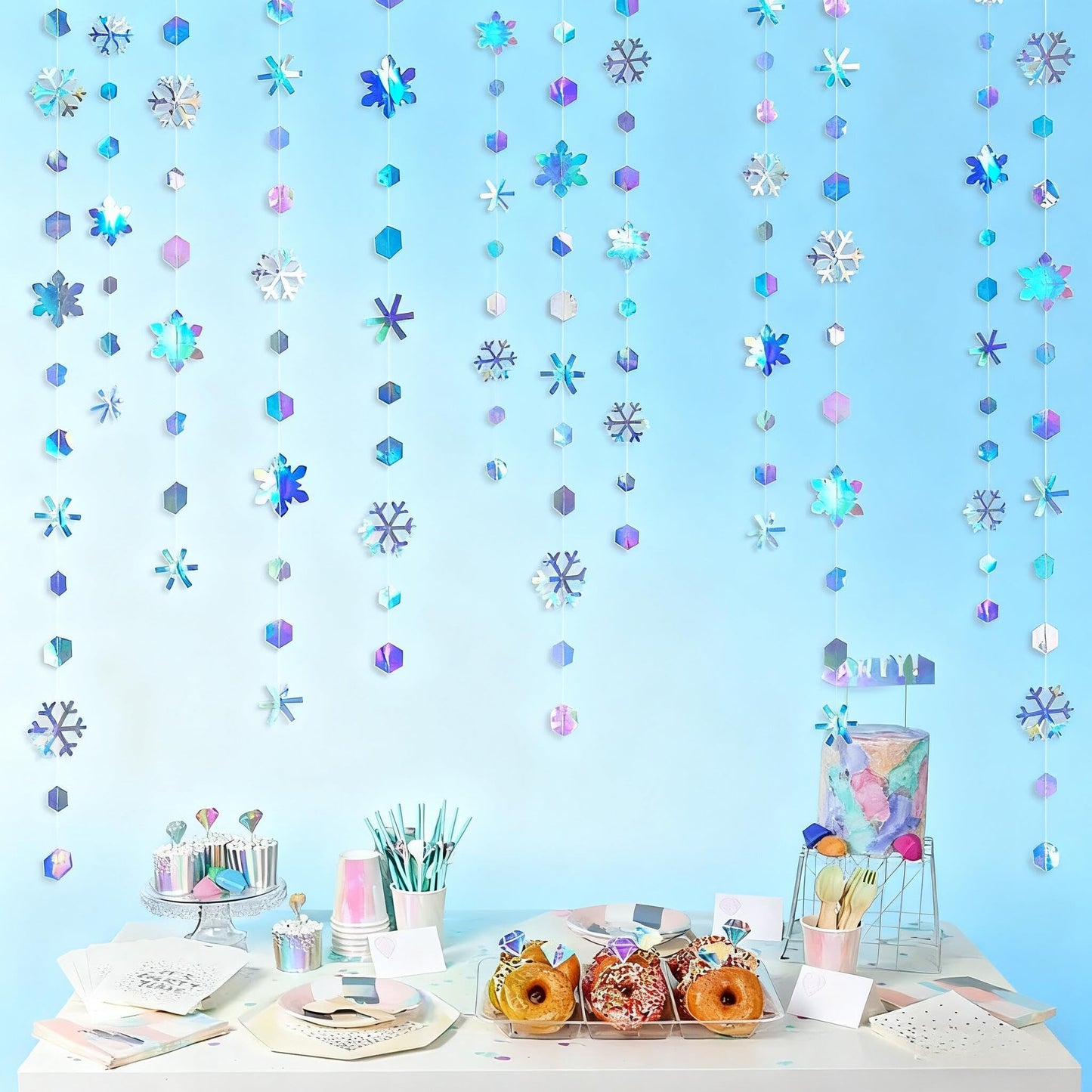Hanging Snowflakes Decoration, Winter Snowflake Garland, Winter Wonderland Party Decoration for Christmas, Birthday and Wedding