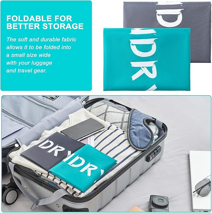 2 Pack 28" x 40"Travel Laundry Bag, Machine Washable Dirty Clothes Organizer with Drawstring,Large Enough to Hold 4 Loads of Laundry, Easy Fit a Laundry Hamper or Basket Travel Essentials