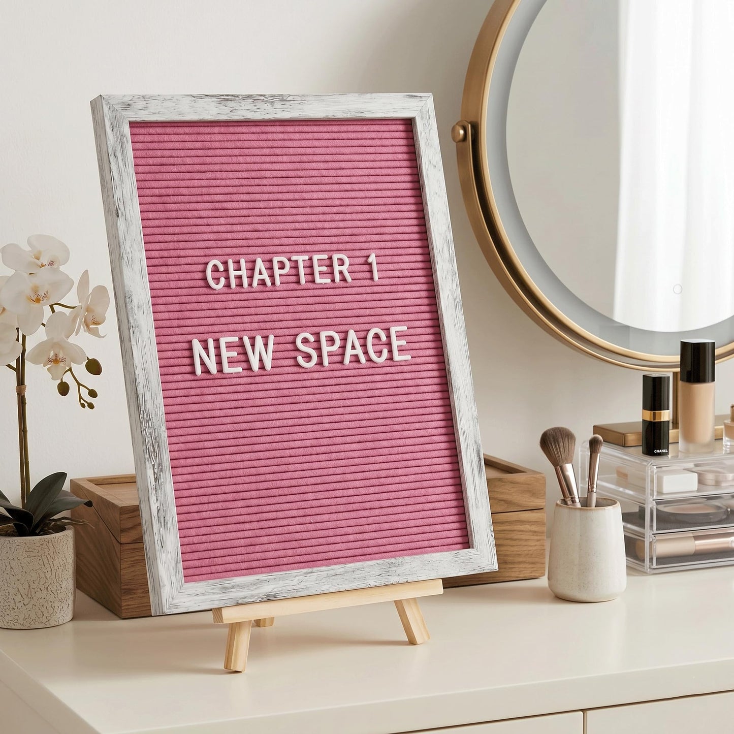 C CRYSTAL LEMON Hot Pink Felt Letter Board 12 x 16 Inches with 776 Characters Changeable Message Board with Frame and Stand Includes 3/4 Inch and 1 Inch Letters for Party Decor Display