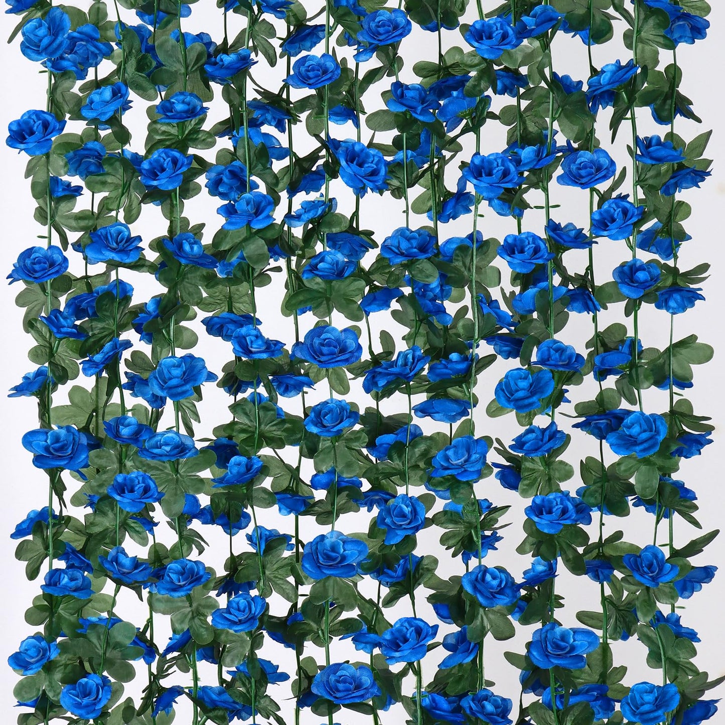 KHOYIME 9 Pack 72 FT Artificial Flower Garland, Fake Blue Roses Vines Silk Flowers Faux Plastic Outdoor Hanging Floral Ivy Garland Decoration for Wedding Arch Bedroom Home Wall Backdrop Room Decor