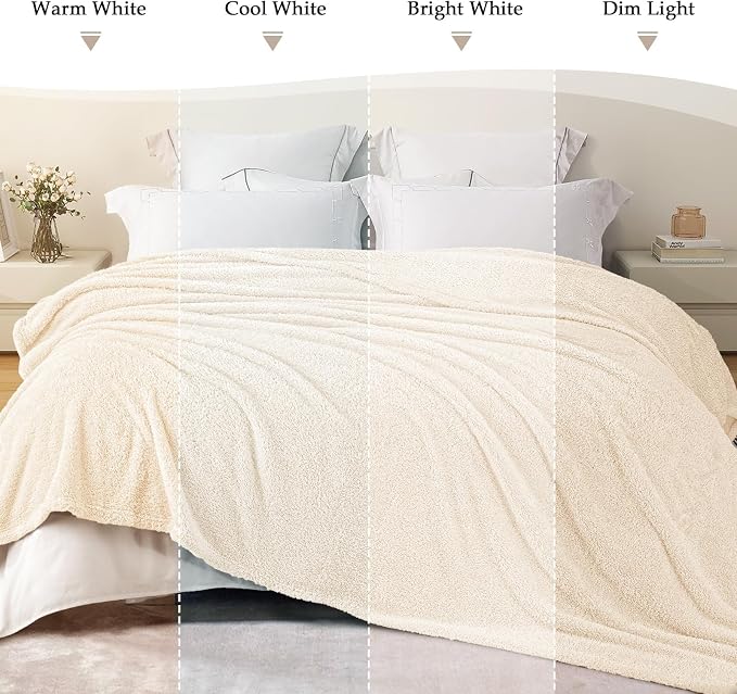 Exclusivo Mezcla Fleece Twin Size Bed Blanket, Ultra Soft, Lightweight and Fuzzy White Blanket for Women, Home Decor, 60x80 Inches