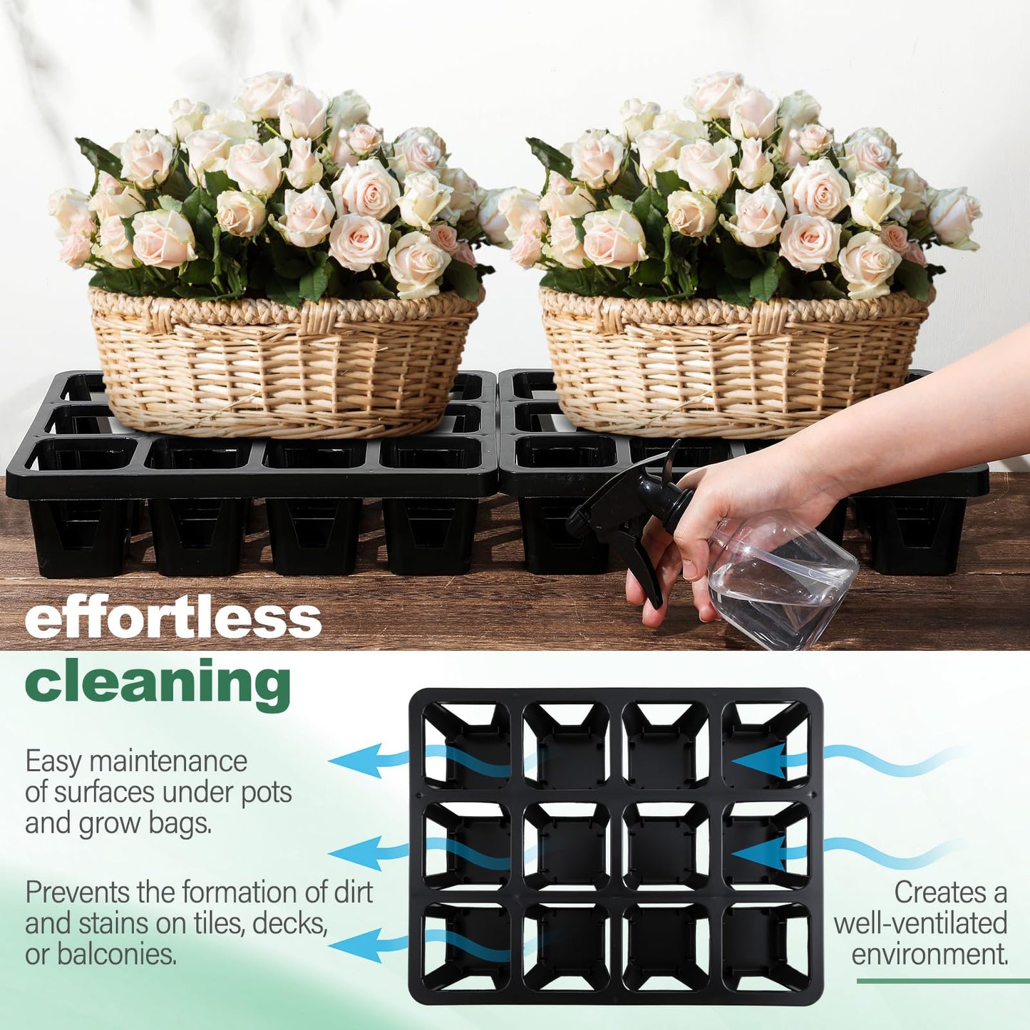 CroBlissful 7 Pcs Pot Holder Plant Stands 30 Gallons Large Capacity Outdoor Stands for Pots and Grow Bags Polypropylene Flowerpot for Improved Drainage and Aeration