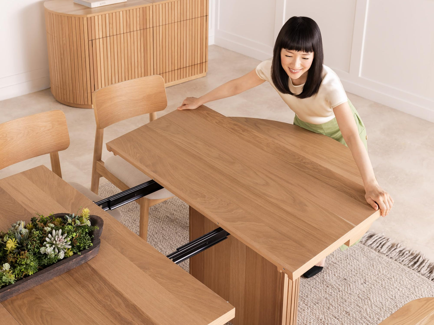 Transformer Table - Solid Wood Extendable Round Dining Table Set with 6 Chairs, Seats 2-10, Extendable Round Dining Set, Space-Saving Modern Furniture, Natural (Table + 6 Chairs)
