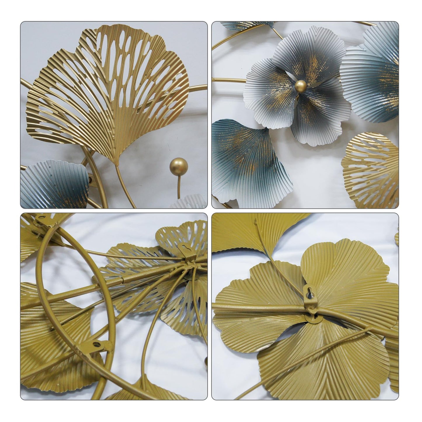 QXSXKJ 3D Metal Wall Art Decor Gold, 59" Large 3d Wall Decor, Modern Ginkgo Leaf Wall Decoration, Adornos Pare Sala Modernos, Hanging Sculptures For Living Room Dining Room Bedroom