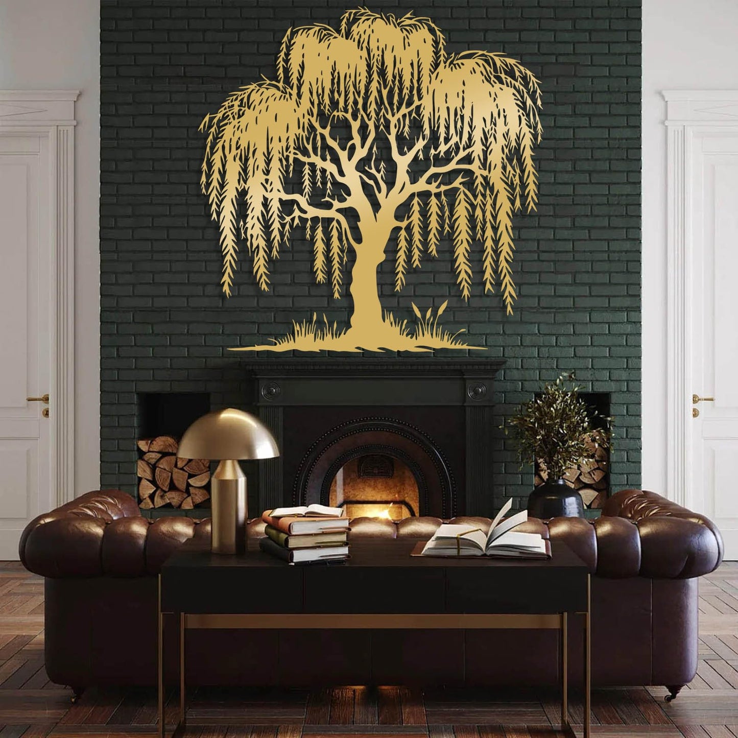LARNT Metal Willow Tree Wall Art, Weeping Willow Tree Metal Wall Decor, Branch Art for Wall, Nature Wall Hanging, Farmhouse Sign, Wall Decor Living Room (Black, 32"x32"|80x80cm)