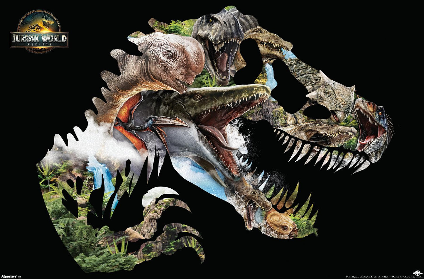 Jurassic World: Rebirth (2025) - T. Rex Silhouette Wall Poster, 34L" x 22.4W", Premium Unframed Version