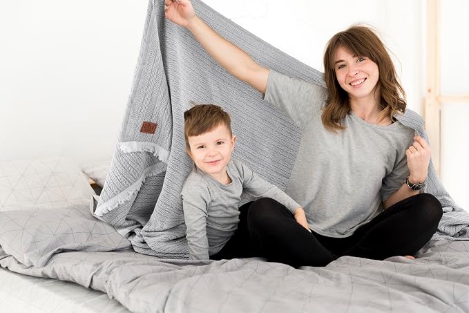Gold Case Throw Blanket for Bed - 100% Recycled Turkish Cotton Blanket - Elegant Lightweight Soft Throw Blankets for Bed & Living Room - Twin Size Cozy Blankets - 71x90 - Grey