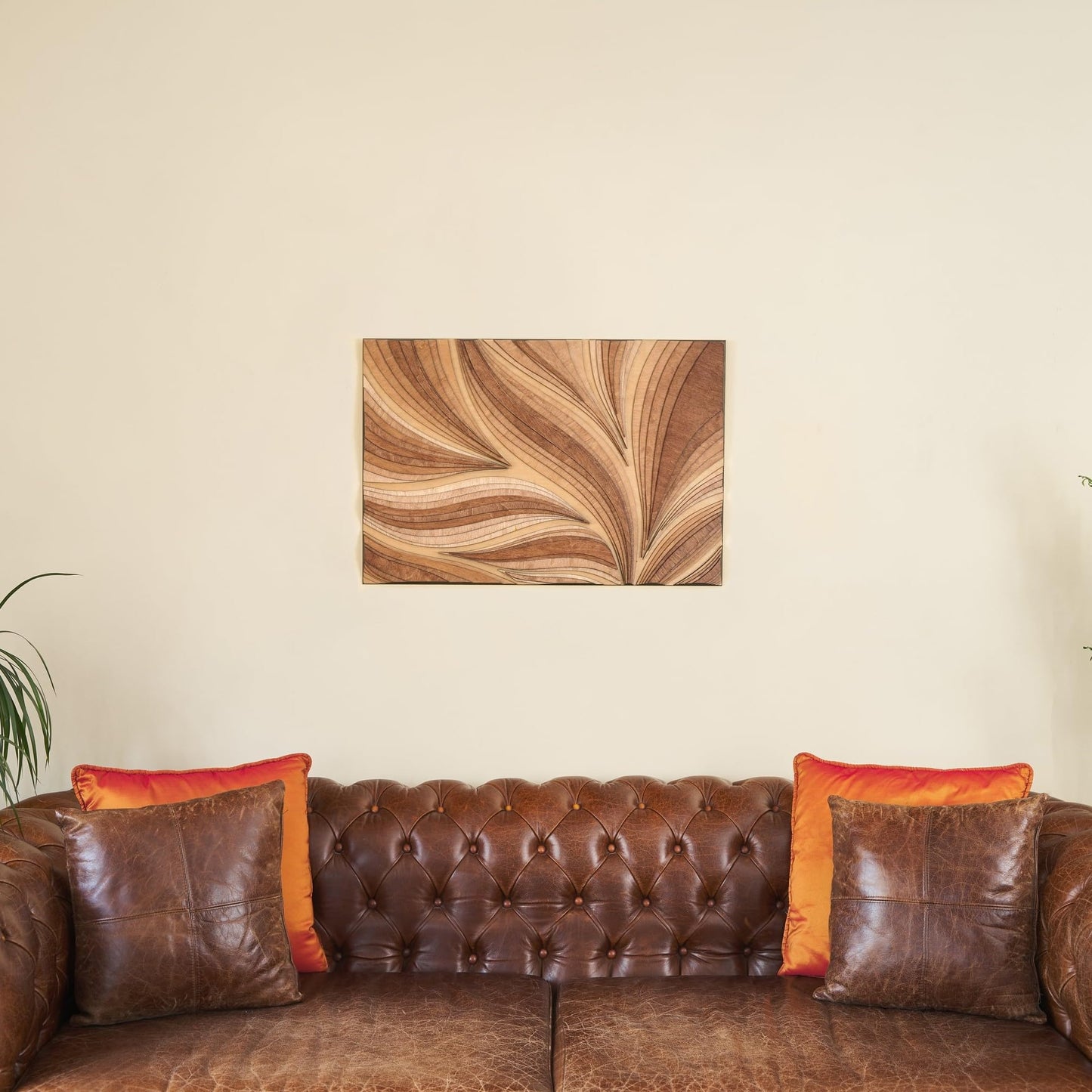 NEODECO Parametric Frameless Wood Wall Art, 3D Acoustic Wall Panel of Parametric Cut & Stained Birch Plywood Layers, Geometric Wall Hanging, Abstract Wood Wall Decor (Small)