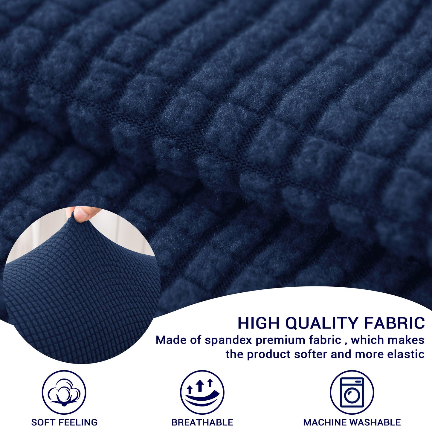 SUBRTEX Stretch Couch Arm Covers Set of 2, Checkered Sofa Arm Slipcovers, Anti-Slip Armrest Covers for Recliner and Armchairs, Pet Proof, High Stretchy, Hook & Loop Tape, Navy