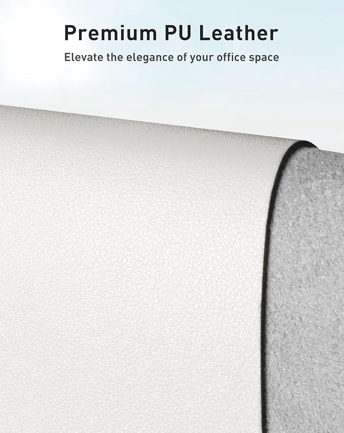 Aothia Faux Leather Desk Mat - Large Mouse Pad, Non-Slip PU Leather Blotter, Waterproof Writing Surface for Office and Home (Off-White, 42" x 17")