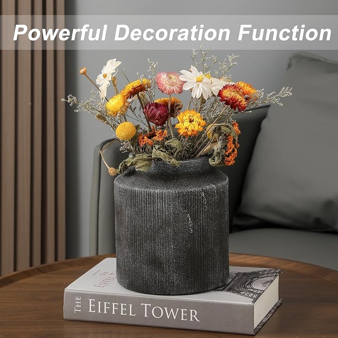 Farmhouse Vase for Home Decor, Vintage Rustic Terracotta Flower Vase Suitable for Home Decor, Living Room, Shelf, Dining Table. 7IN（Frosted Dark Blue） ZSHLXM