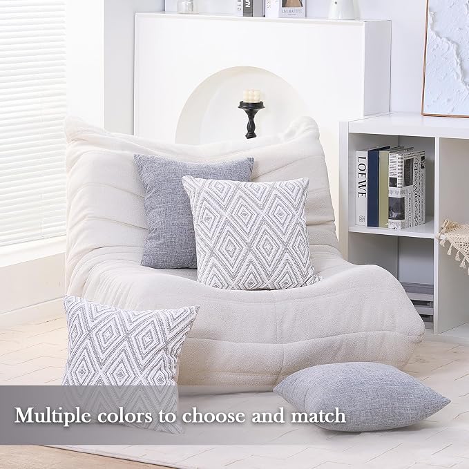 HPUK Throw Pillow Covers 20x20 Inch Set of 4, Linen Decorative Pillow Covers, Accent Cushion Covers for Couch Sofa Bed Bedroom Living Room Décor, Grey