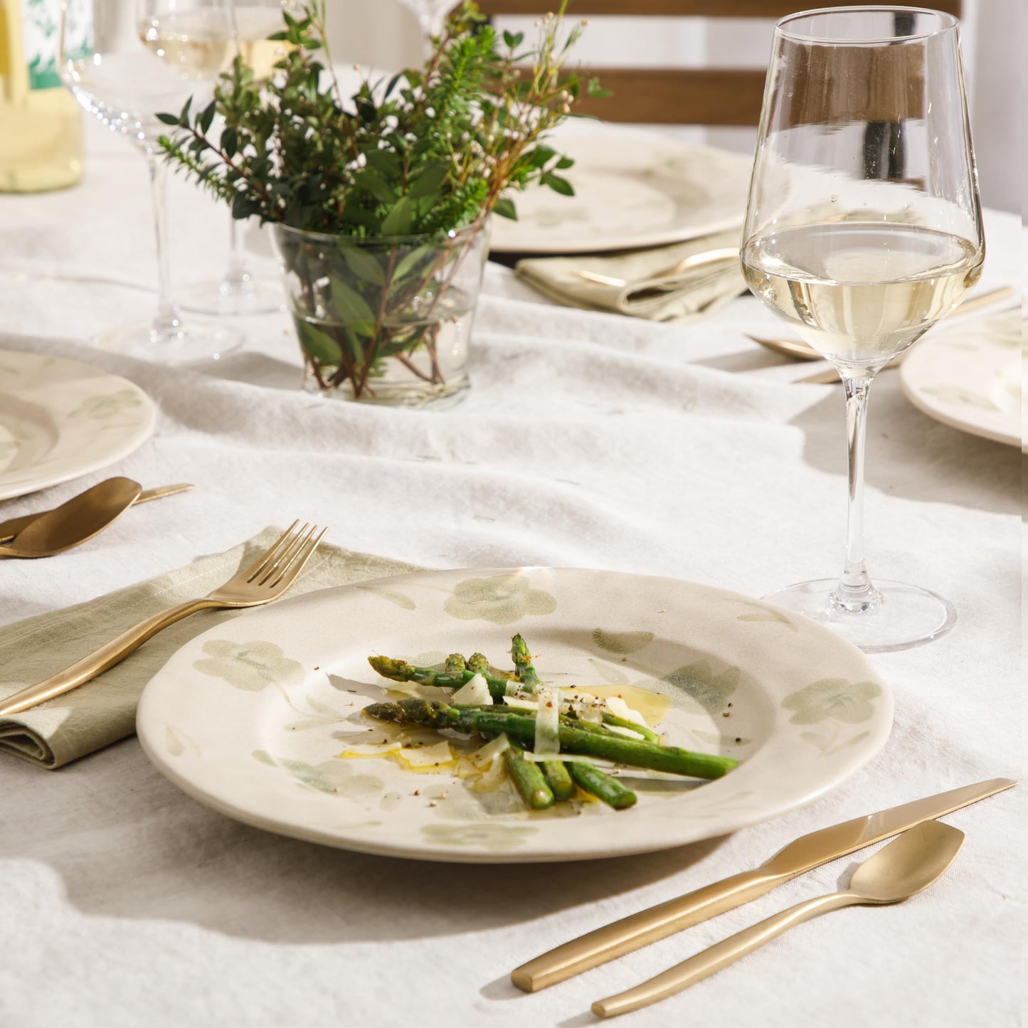 Bloomhouse - 2 Time Oprah's Favorite Things - Made in Portugal Hand Painted 10.8 Inch Dinner Plates Set of 4 - Porto Petals Floral Dish Set - Green Orchid