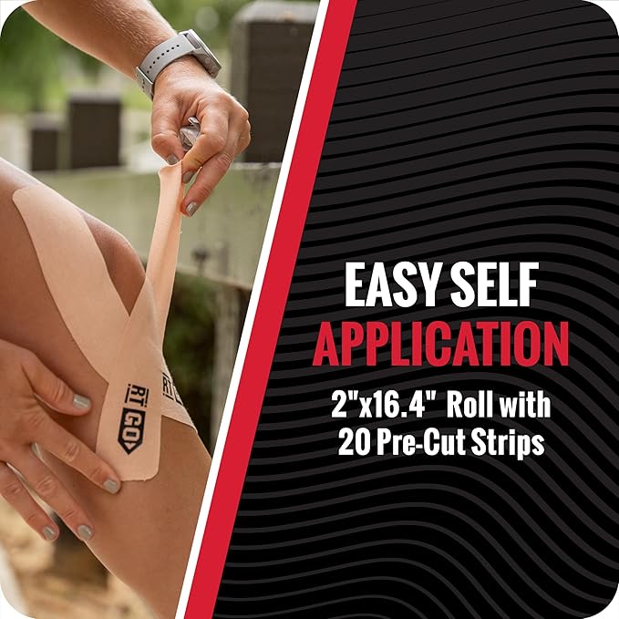 RockTape Go Extra-Sticky Adhesive Pre-Cut Kinesiology Tape (Pink)