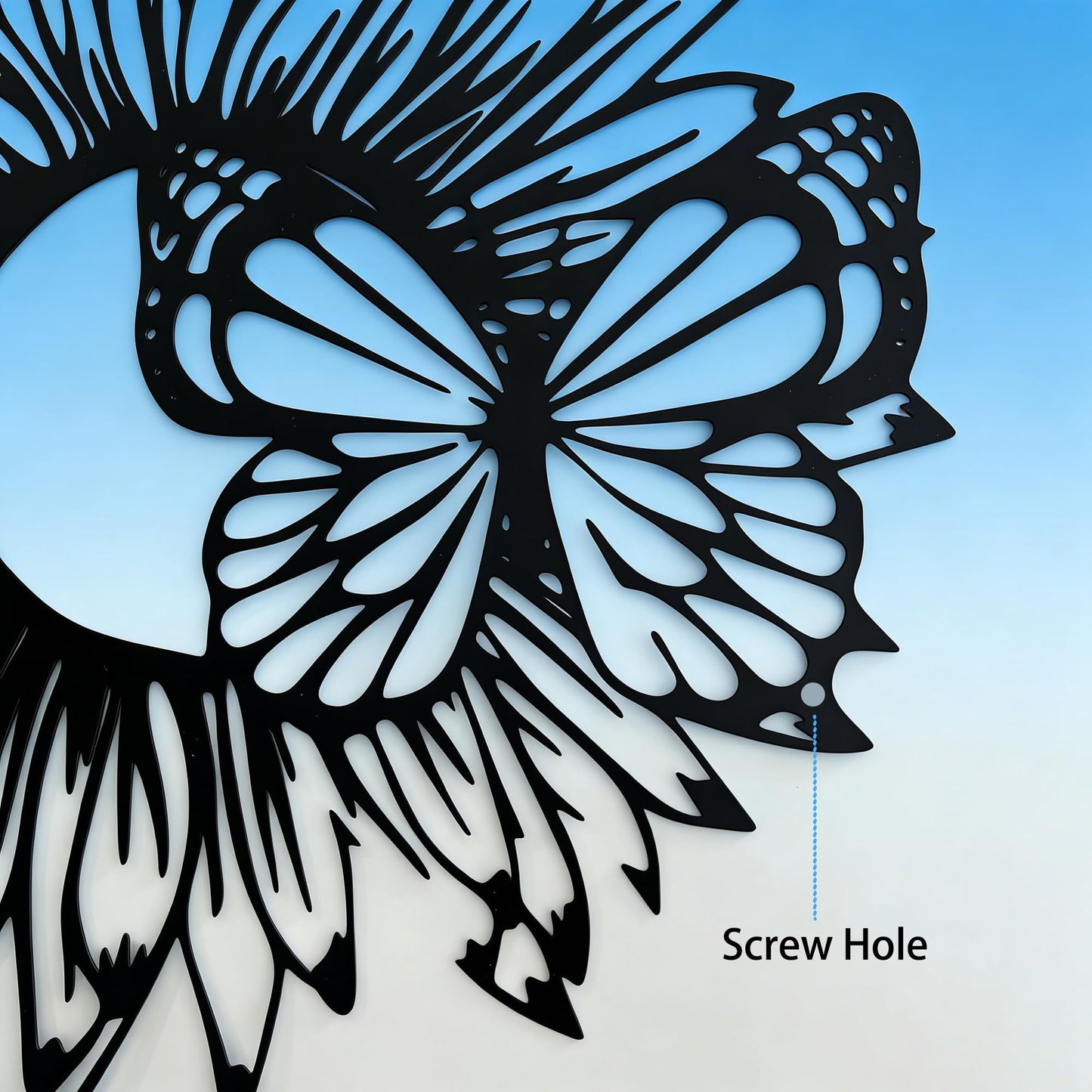 SonnTonn Sunflower Butterfly Metal Wall Art, Indoor Home Wall Sculpture for Living Room, Bedroom, Outdoor Garden Decor for Patio (11.8”x11.8” / 30x30cm)
