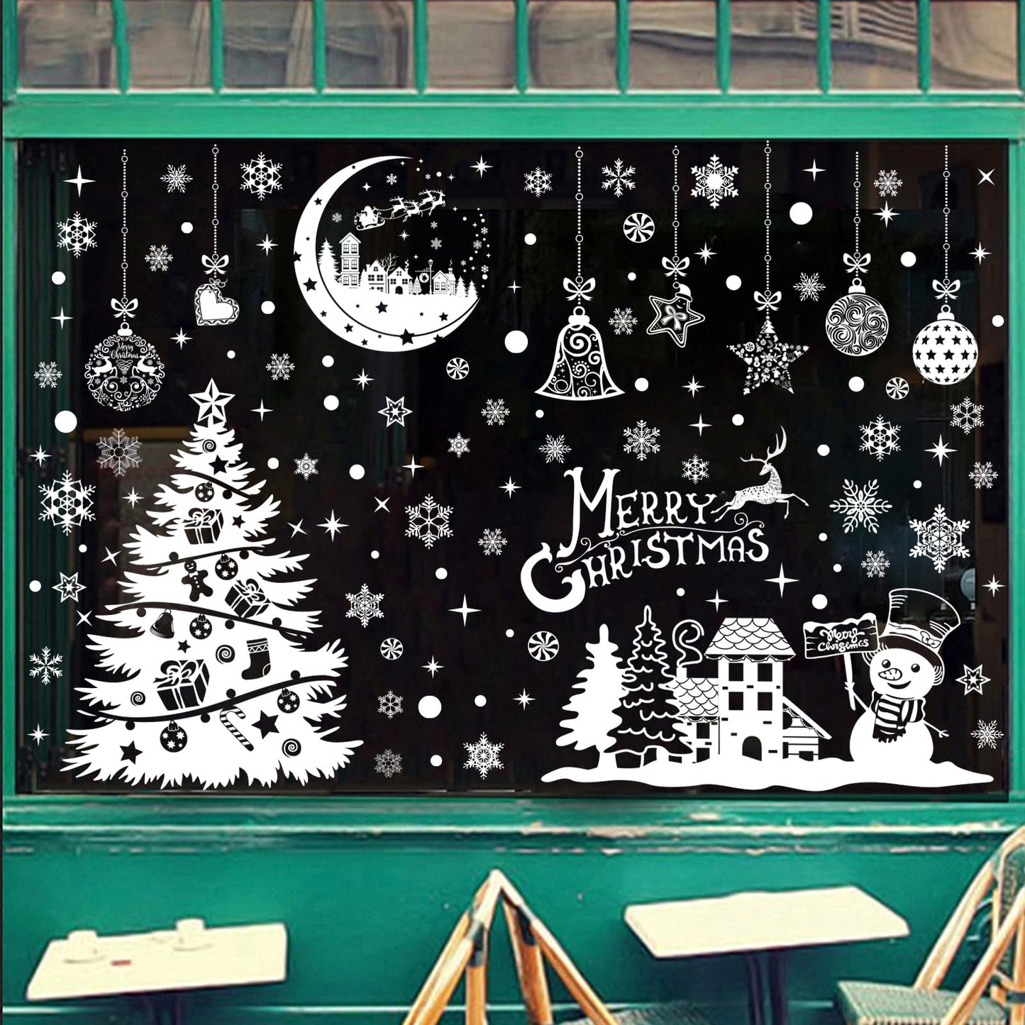 YLXLLSM Christmas Window Clings Decorations for Glass Window, 9 Sheets Winter Snowman Tree Snowflake Christmas Stickers Decoration, Double Sided Removable Xmas Decal for Home Party School Office Decor