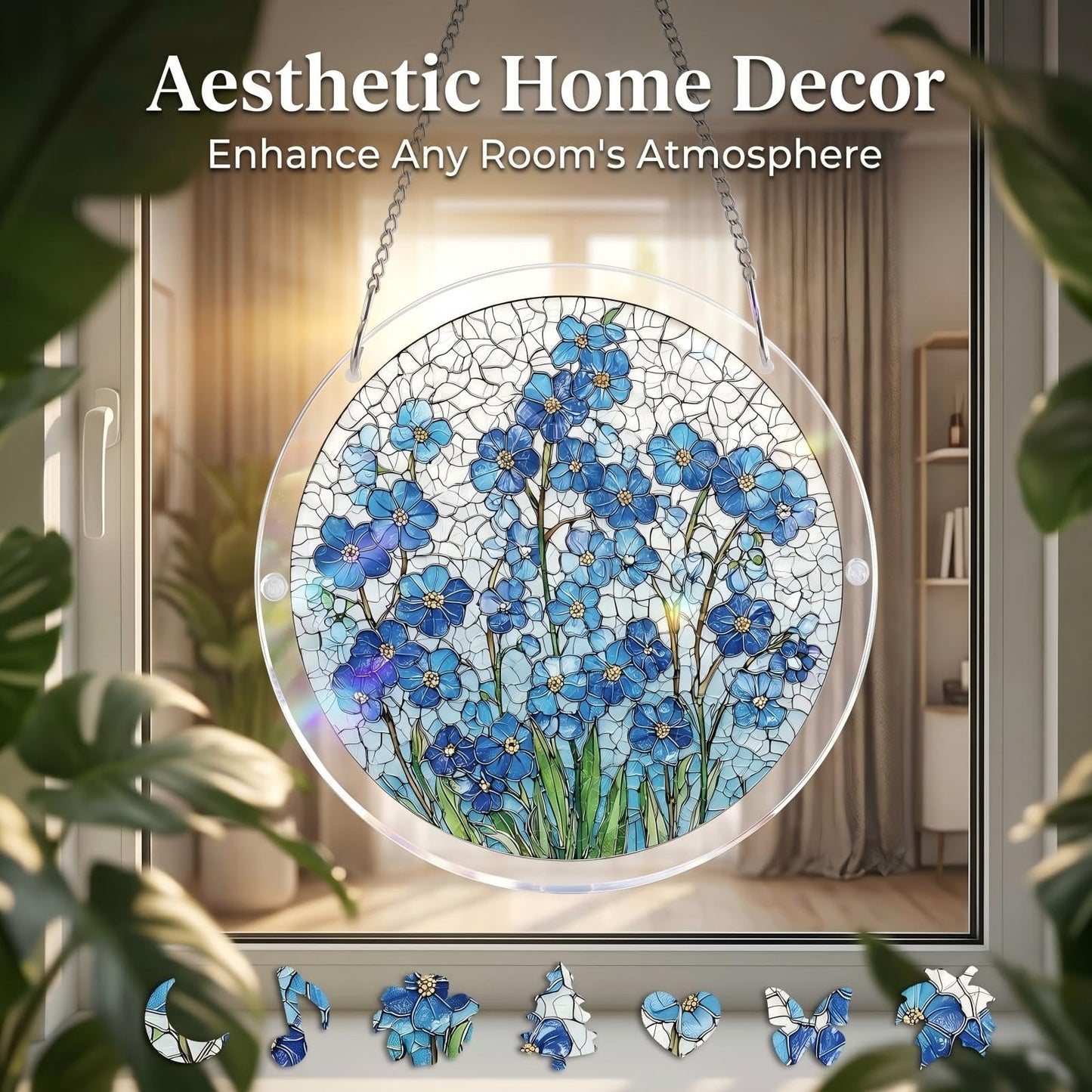 Acrylic Puzzle Suncatcher, Stained Glass Window Hangings, Stained Glass Puzzle, Suncatcher Puzzles, Unique Irregular Pieces, DIY Art Puzzle & Hanging Ornament,For Windows and Home Decor (#D, L(8.6in))