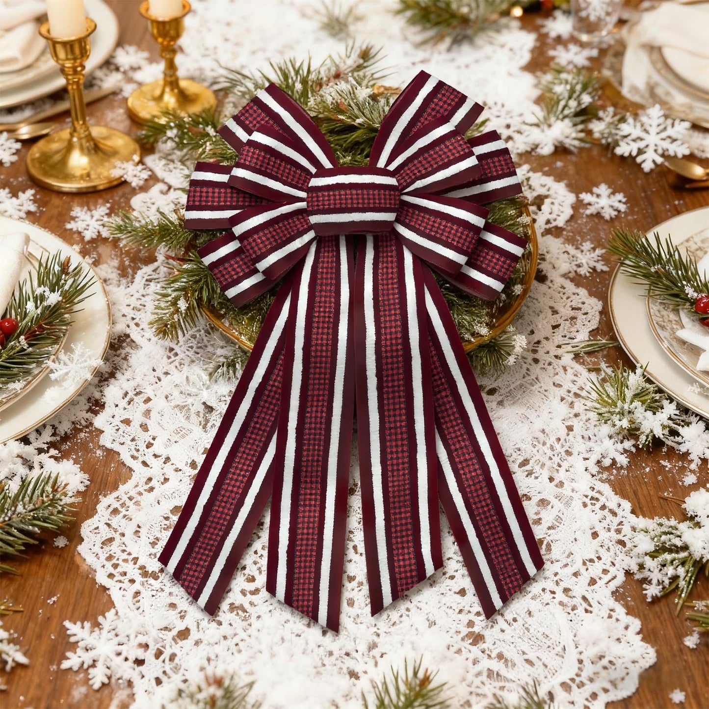 2.5" × 10 Yards Christmas Ribbons for Bows, Xmas Wired Edge Ribbon Winter Holiday Red Velvet Ribbons for Gift Wrapping Christmas Decoration Supplies