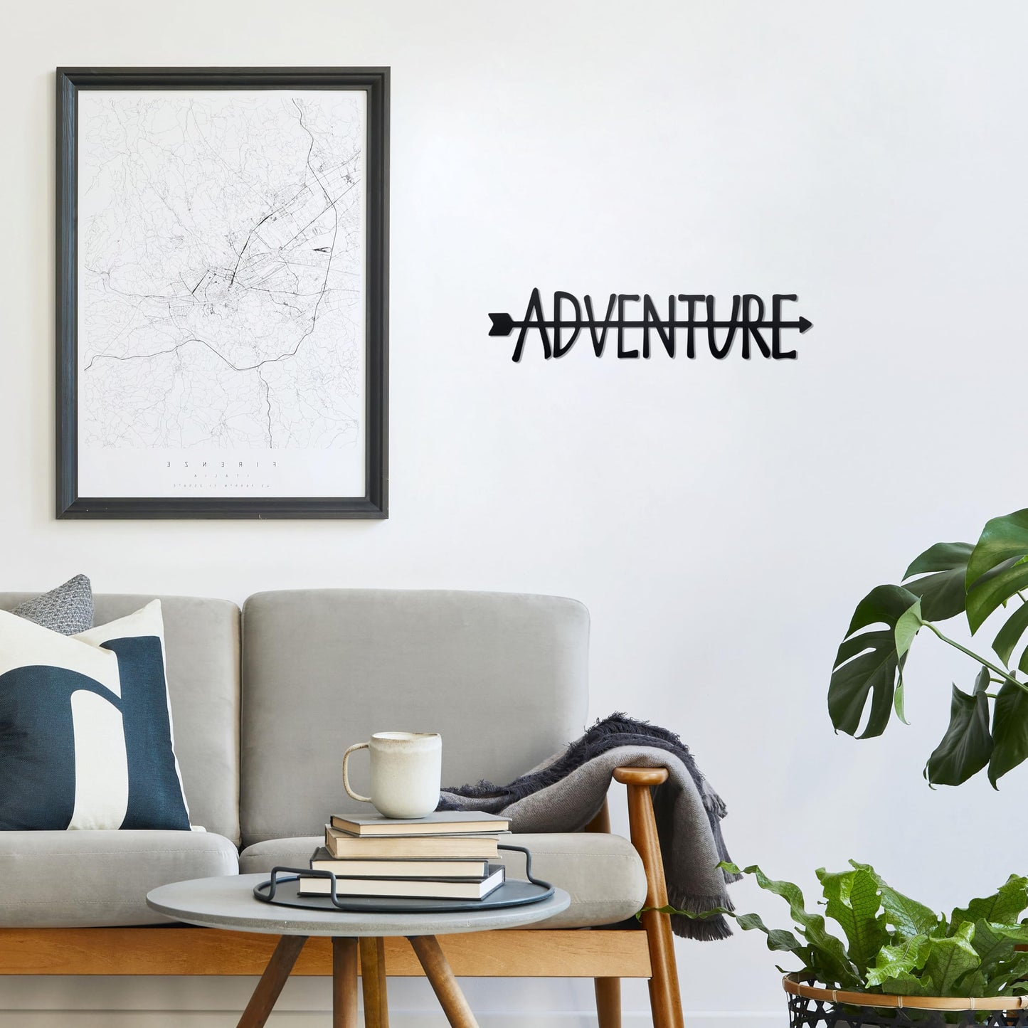 Noxozoqm Adventure Metal Sign - Travel Wall Art Decor for Home, Living Room, Bedroom, Office - Gift for Travel Lovers, 16.2 x 3.8 In, Black